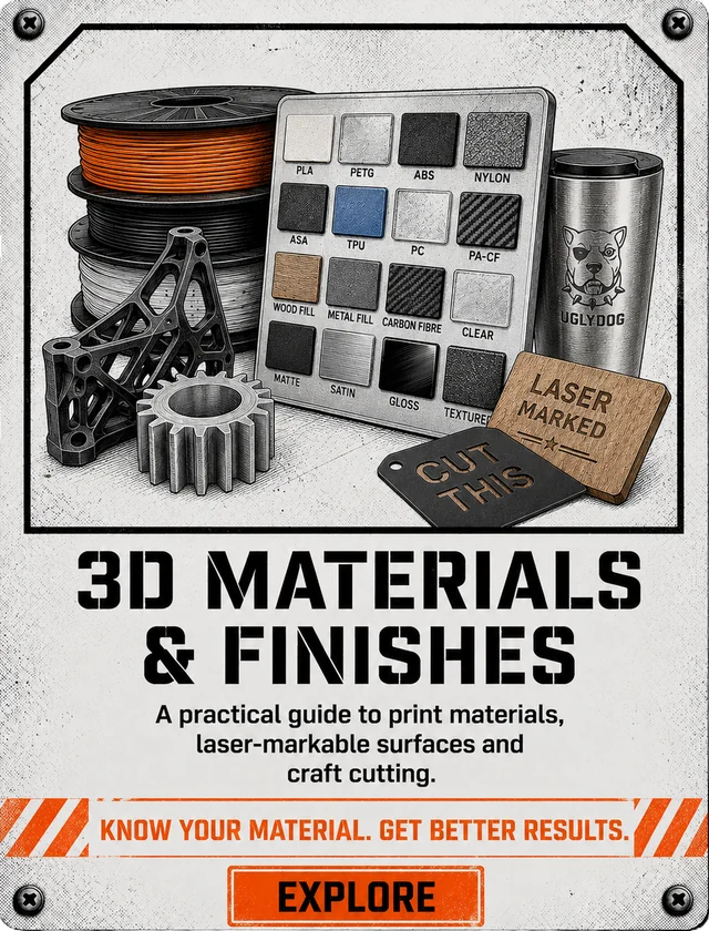 Materials and finishes chosen to suit the part, gift, prototype or display piece. Explore.