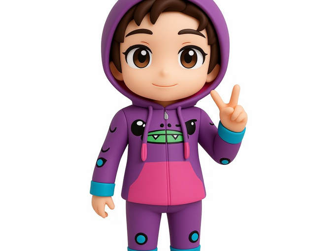 Chibi Mini-Me in dinosaur hoodie